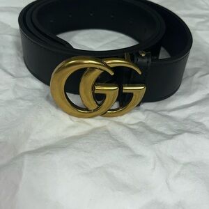 Gucci Black Belt with Gold GG Buckle